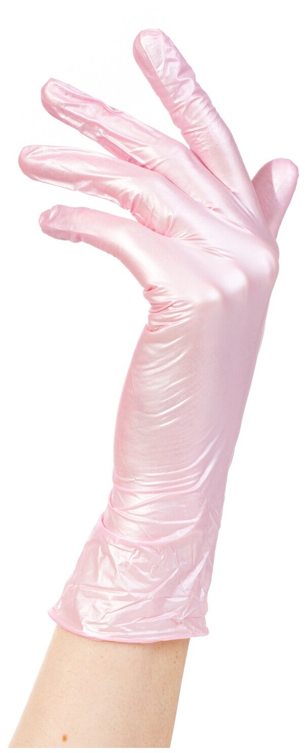 Перчатки Archdale Adele одноразовые нитриловые, 50 пар, размер S, цвет розовый перламутр - фотография № 2