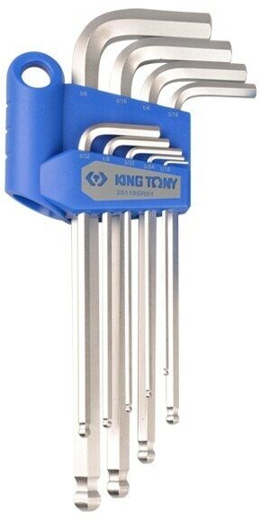 Набор Г-образных шестигранников 1/16"-3/8", с шаровым окончанием, 9 предметов KING TONY 20129SR