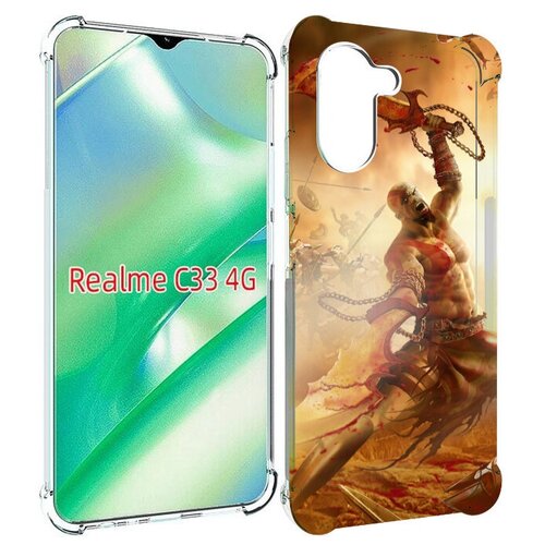 Чехол MyPads God Of War III для Realme C33 4G задняя-панель-накладка-бампер