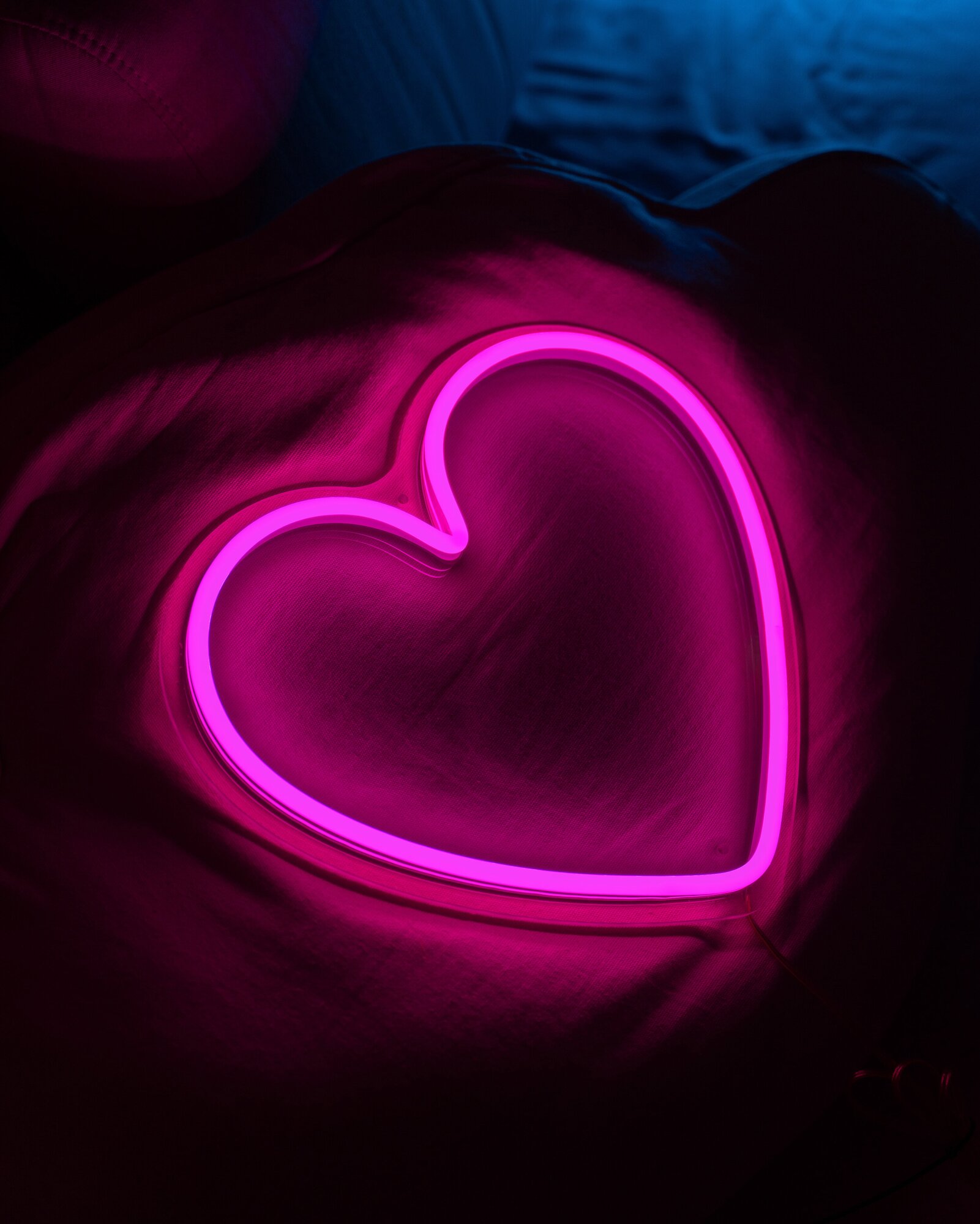 Светильник "Розовое сердце". Неоновая вывеска. Декоративный ночник. Сувенир в подарок.