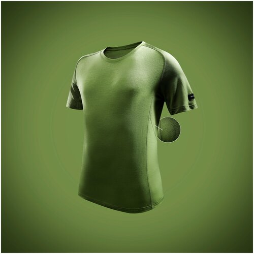 фото Футболка с коротким рукавом для треккинга - trek 500 merinos зеленая мужская размер: decathlon