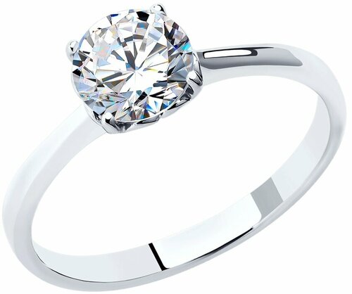 Кольцо кольцо из серебра 89010011, серебро, 925 проба, родирование, размер 17.5, бесцветный