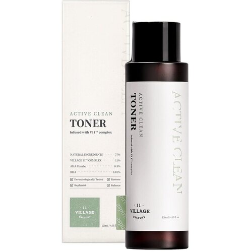 VILLAGE 11 FACTORY ACTIVE CLEAN TONER Очищающий тонер для жирной и проблемной кожи лица с AHA и BHA кислотами тонер для лица nextbeau отшелушивающий пилинг тонер с aha bha кислотами для проблемной кожи