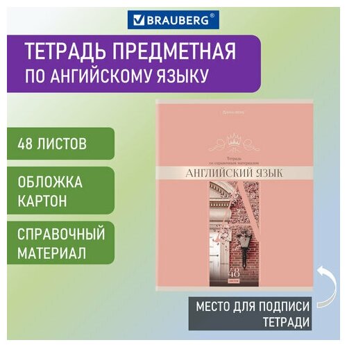 Тетрадь предметная DELIGHT 48 л. обложка картон английский язык клетка BRAUBERG, 20 шт