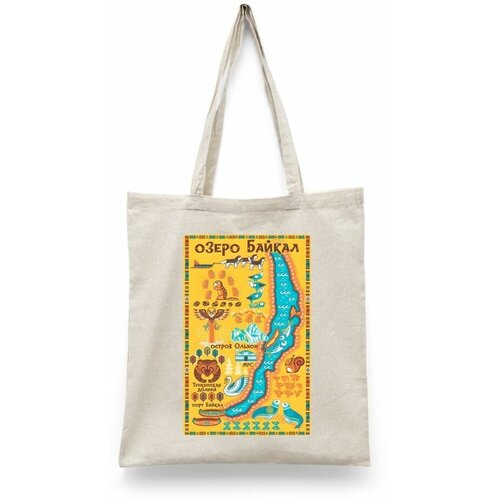 фото Сумка-шоппер унисекс каждому своё "озеро байкал/lake baikal/россия" черная