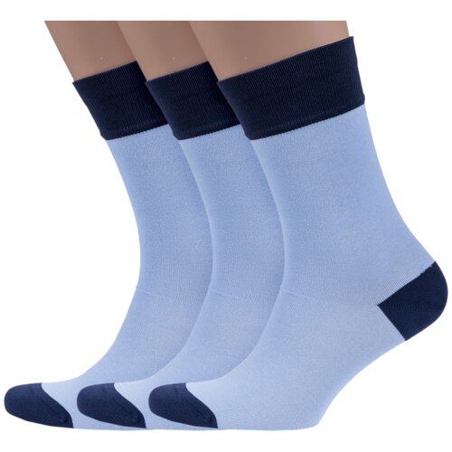 фото Комплект из 3 пар мужских носков lorenzline голубые, размер 29