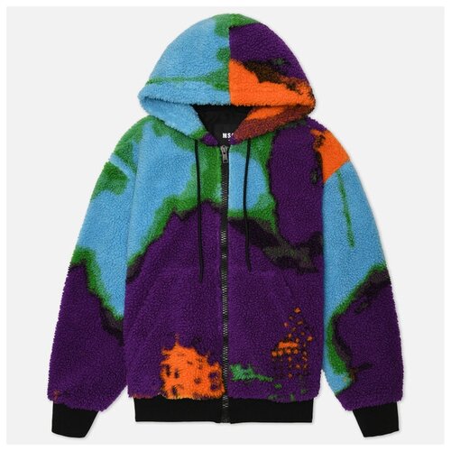 фото Женская флисовая куртка msgm abstract print sherpa hooded фиолетовый , размер 36