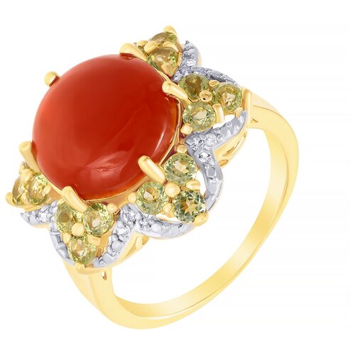 фото Element47 кольцо из серебра 925 пробы с корнеолами, перидотами и топазами r-03553-88-s06_ko_kr_pd_yg, размер 17.5