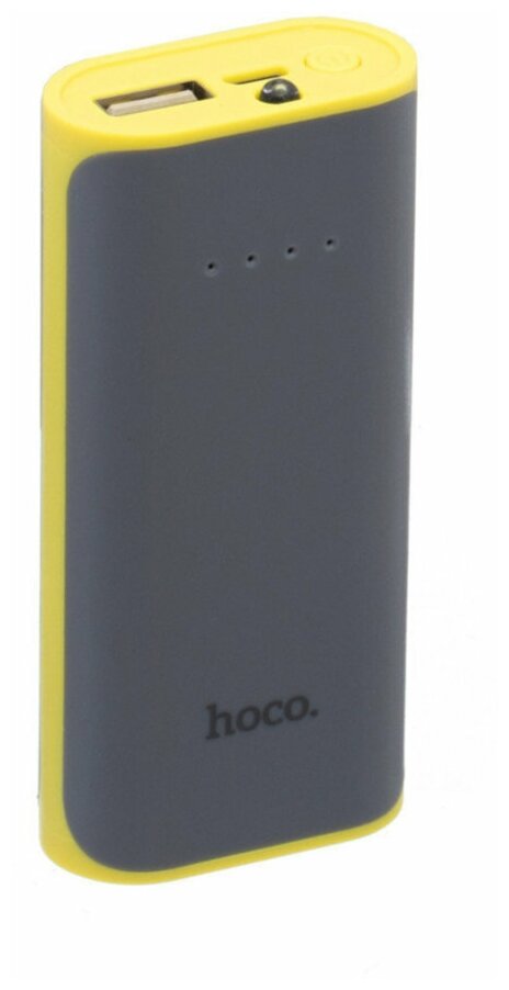 Внешний аккумулятор (Повербанк (powerbank), аккумуляторная батарея) Hoco B21-5200 Tiny Concave Pattern, 5200мАч, 1xUSB, 1А, фонарик, Li-Ion, серый