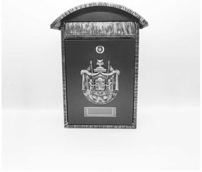 Почтовый ящик "Герб" мини цвет: серебряный/ для почты и писем/с замком уличный