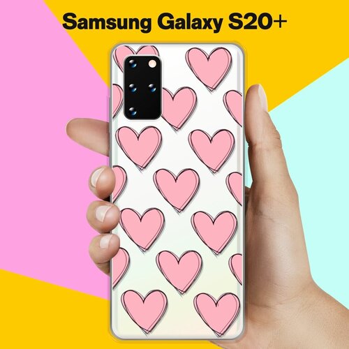 Силиконовый чехол Узор из сердец на Samsung Galaxy S20+