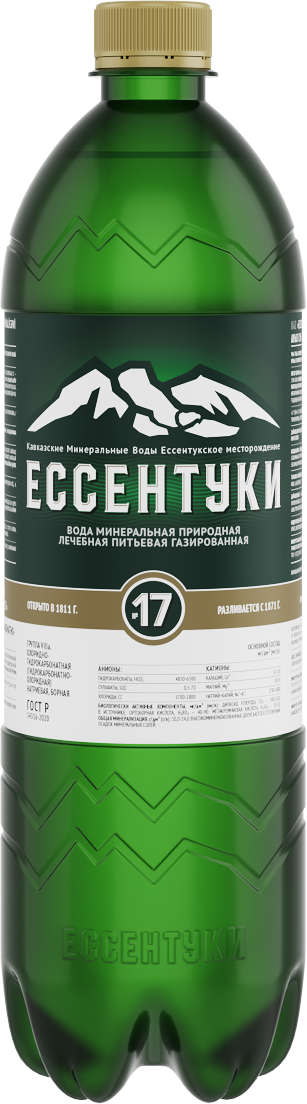 Минеральная вода «Ессентуки №17» 1 л/ вода минеральная природная лечебная питьевая газированная 1 шт.