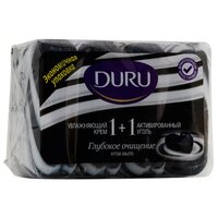 DURU Крем-мыло кусковое 1+1 Активированный уголь, 4 шт, 90 г