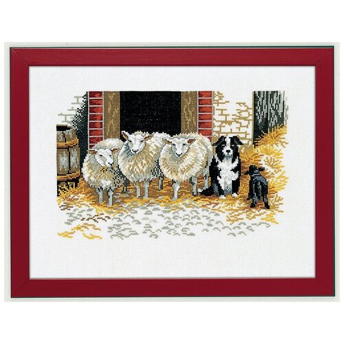 фото Набор для вышивания овцы и собака, лён 26 ct eva rosenstand
