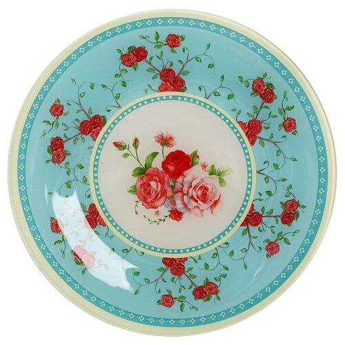 фото Доляна тарелка пирожковая винтаж 18см голубой/белый/красный