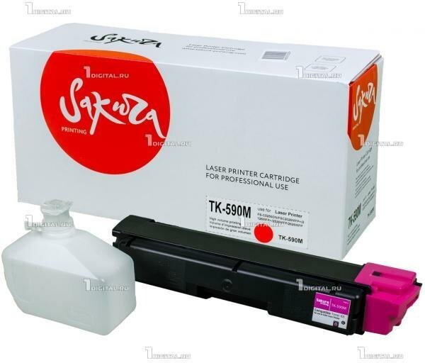 Картридж SAKURA TK-590M пурпурный для Kyocera FS-C2026/ C2126MFP совместимый (5K) (1T02KVBNL0) (SATK590M)