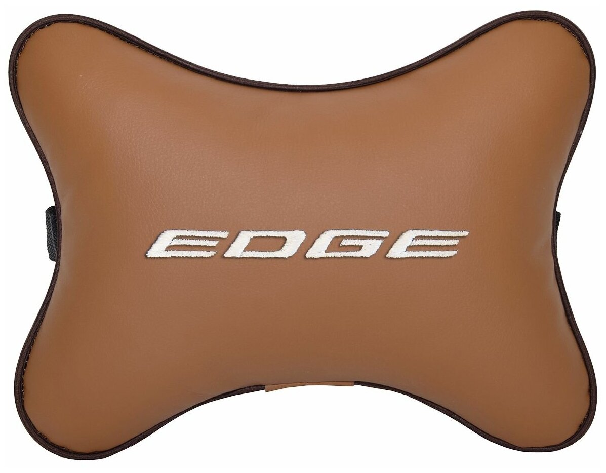 Автомобильная подушка на подголовник экокожа Fox с логотипом автомобиля FORD EDGE