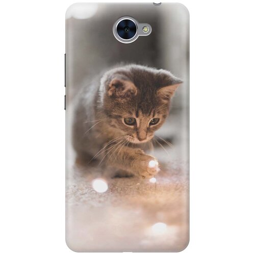 фото Cиликоновый чехол на huawei y7 2017 / хуавей у7 2017 с принтом "котенок и свет" gosso
