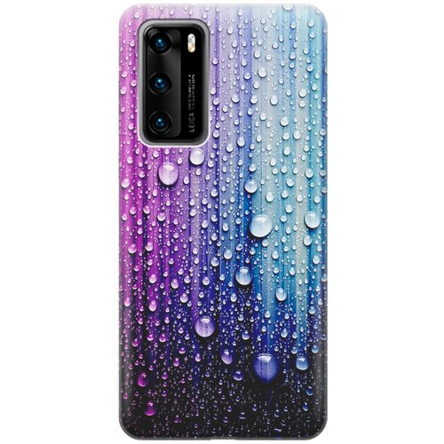 фото Силиконовый чехол на huawei p40 / хуавей п40 с принтом "капли на голубом" gosso