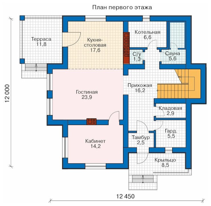 Проект дома Catalog-Plans-57-00B2 (217,44кв.м, 12,95x12,5м, газобетон 400) - фотография № 2