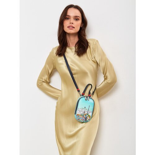 фото Женская сумка кросс боди для смартфона из натуральной кожи curanni с принтом барселлона