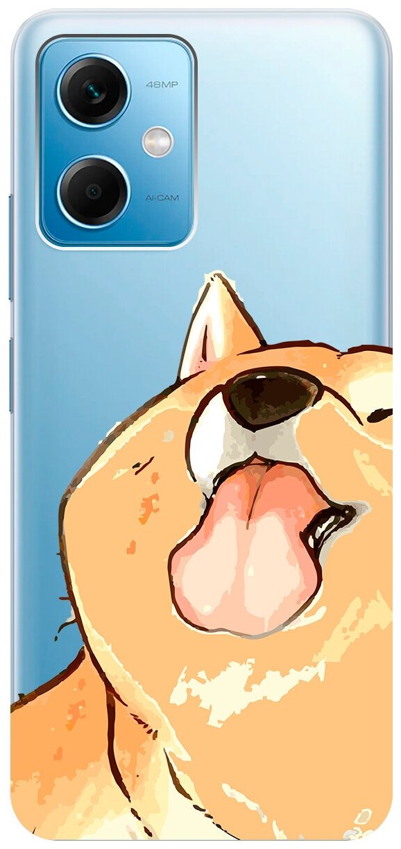 Силиконовый чехол на Xiaomi Redmi Note 12, Сяоми Редми Ноут 12 с 3D принтом "Shiba" прозрачный