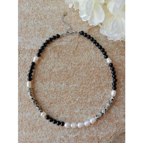 Чокер Академия Важности, жемчуг культивированный, оникс, яшма, мультиколор