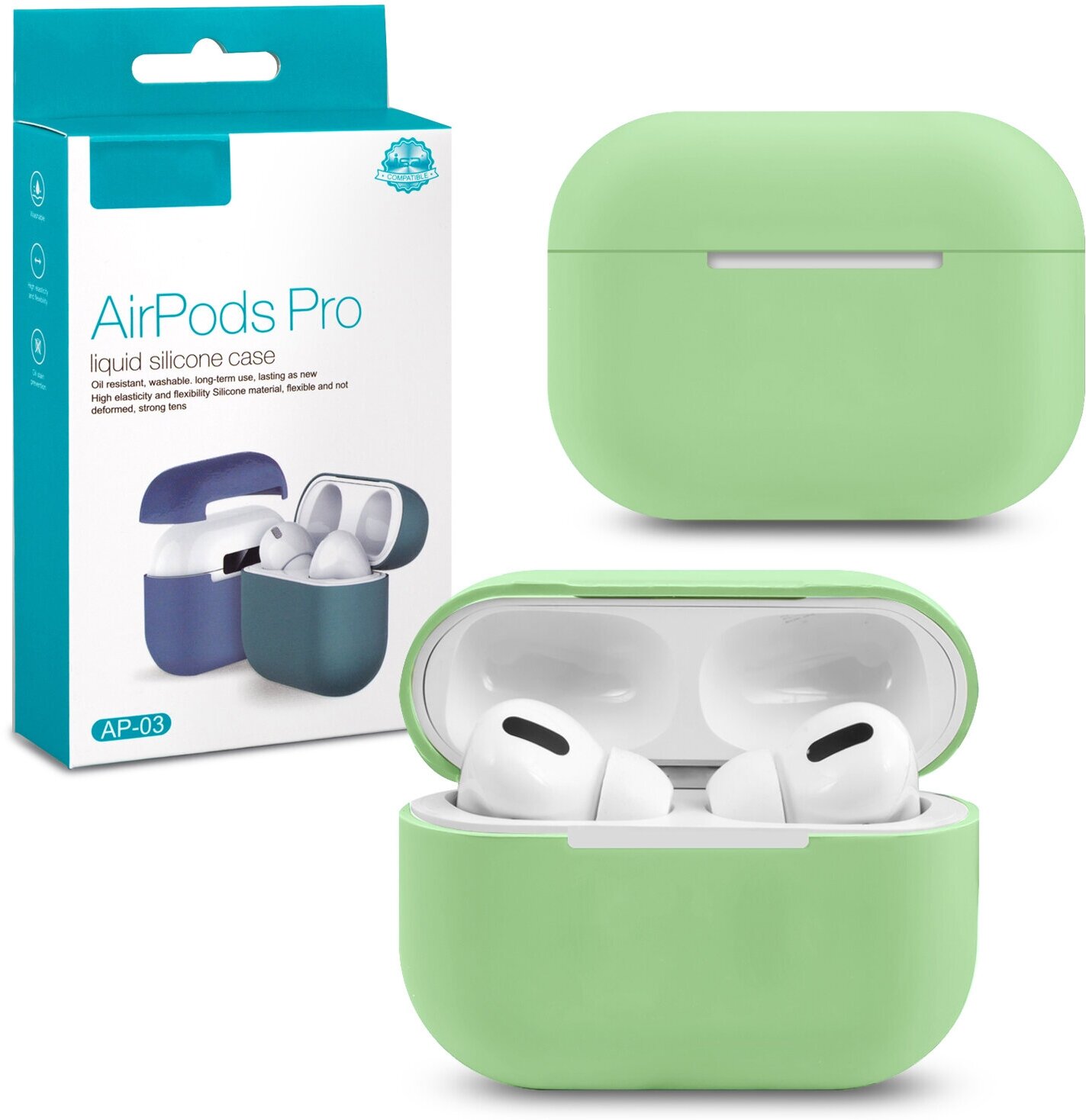 Силиконовый чехол для AirPods Pro фисташковый / чехол на аирподс про фисташковый / чехол для airpods pro isa