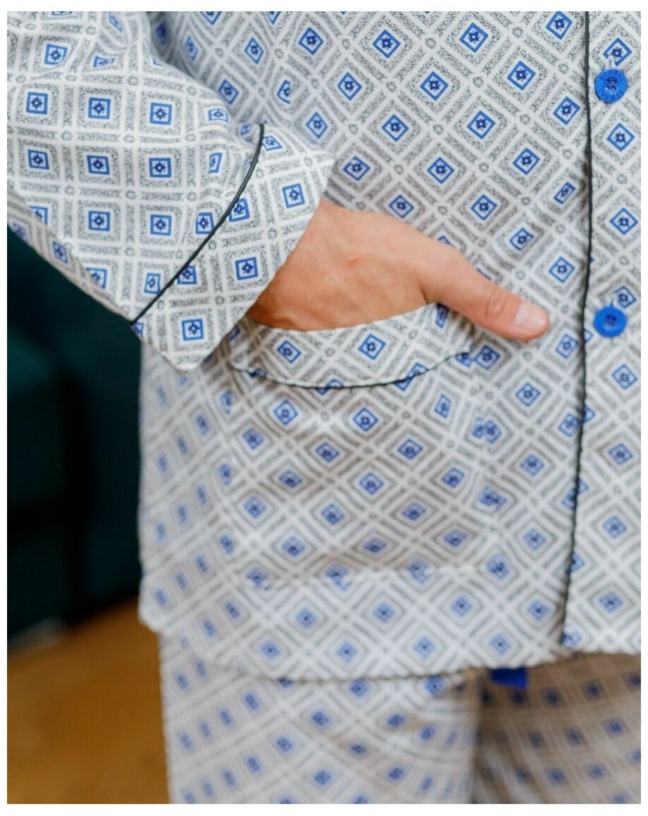 Пижама NUAGE.MOSCOW, рубашка, брюки, пояс на резинке, карманы, размер 46, мультиколор - фотография № 6