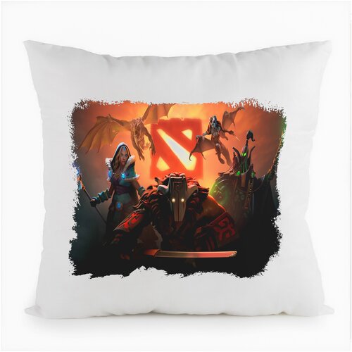 фото Подушка белая coolpodarok games.dota2.игры.дота.(5 героев на фоне лого),белая