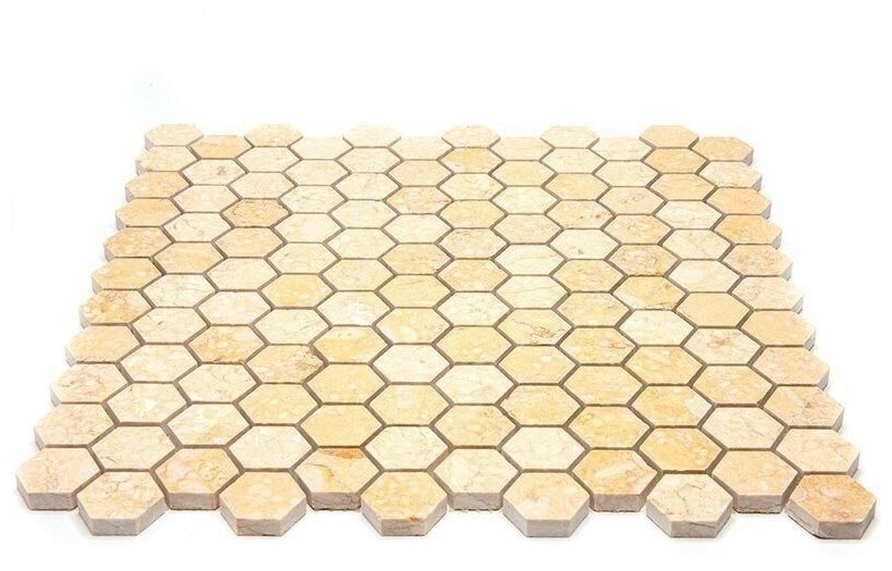 Шестигранная мозаика из мрамора Natural Mosaic 7M021-DH бежевый светлый глянцевый