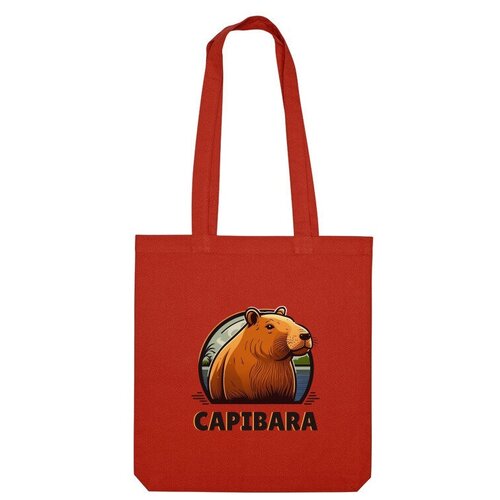 сумка капибара космонавт серый Сумка шоппер Us Basic, красный