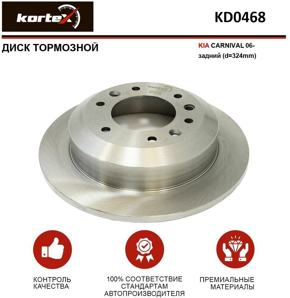 Тормозной диск Kortex для Kia Carnival 06- задний (d-324mm) OEM 584114D000 DF4925 KD0468