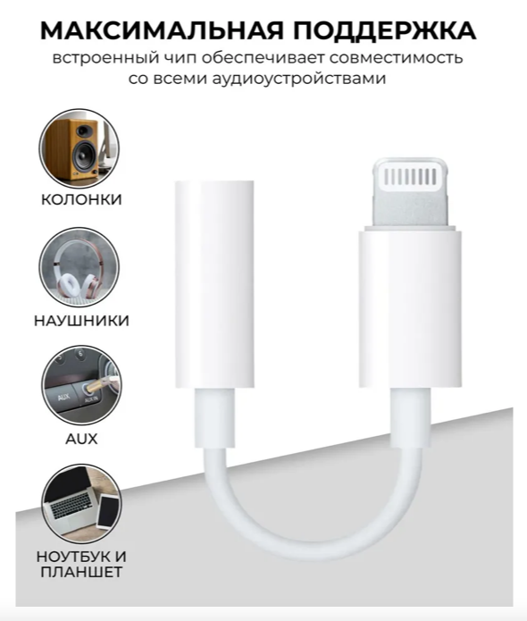 Переходник для наушников iPhone / AUX Jack 3.5 мм в Lightning айфон