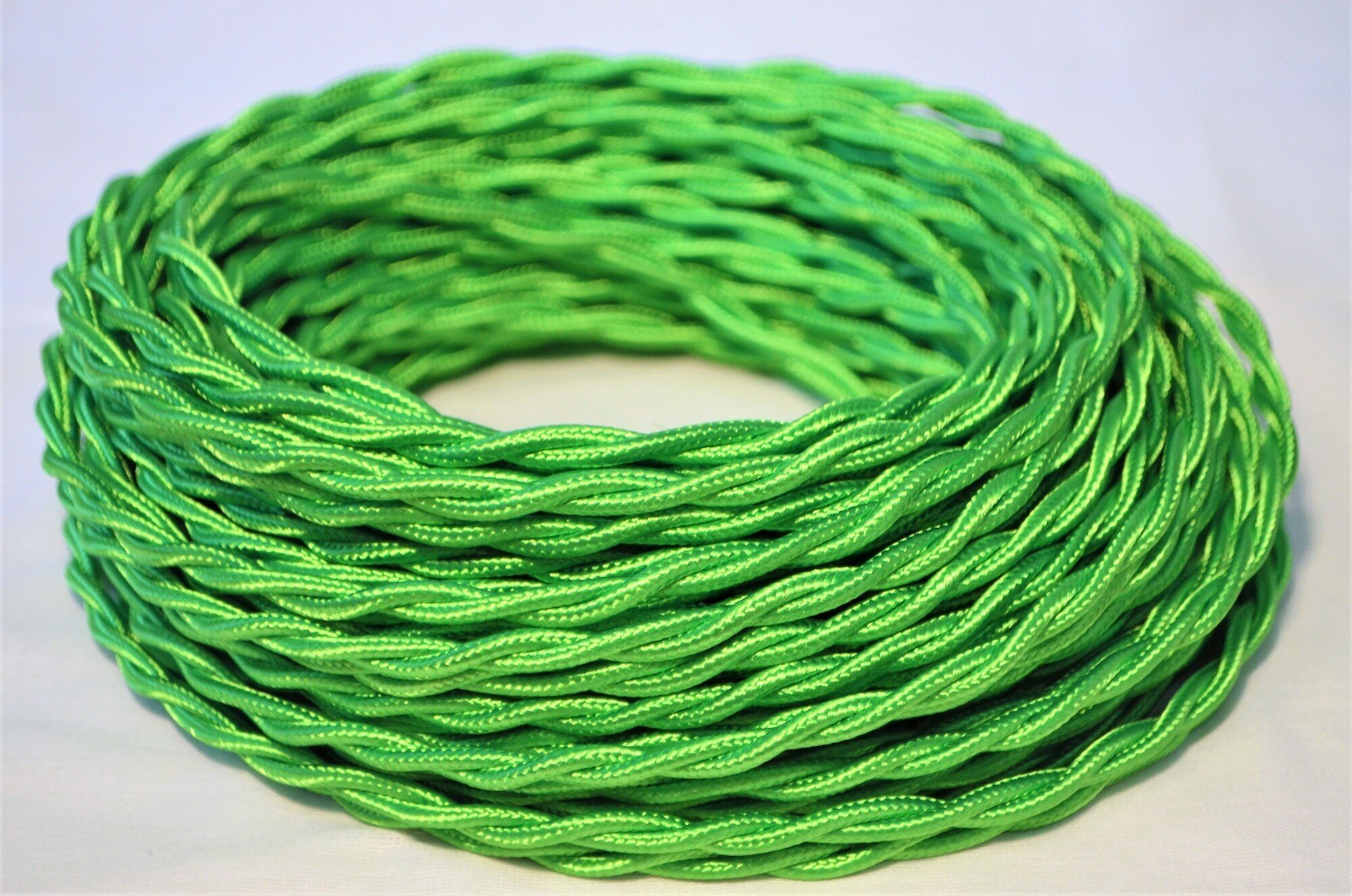 Витой ретро провод 2х1,5 цвет зеленый шелк, 10м.
