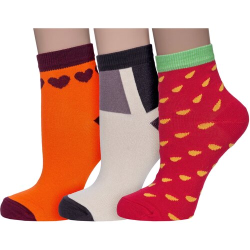 фото Носки алсу 3 пары, размер 20-22, мультиколор, красный