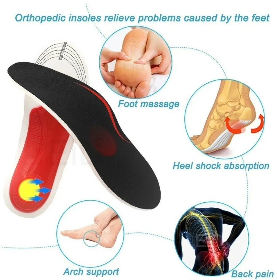 Ортопедические стельки для обуви, спортивные, повседневные, для снятия нагрузки на ноги (40-44р)