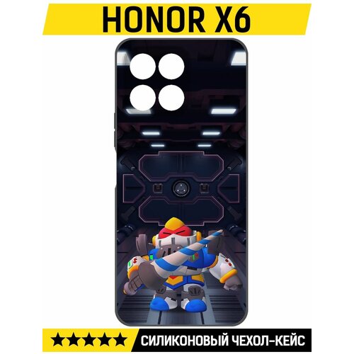 Чехол-накладка Krutoff Soft Case Brawl Stars - Паладин Вольт-Меха для Honor X6 черный чехол накладка krutoff soft case brawl stars паладин вольт меха для xiaomi 13 lite черный