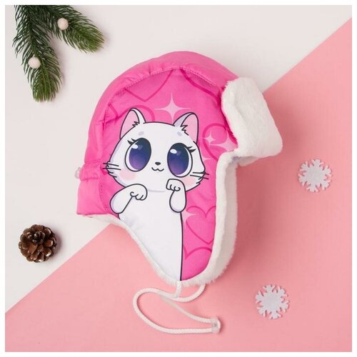 фото Шапка-ушанка kaftan размер 50, розовый