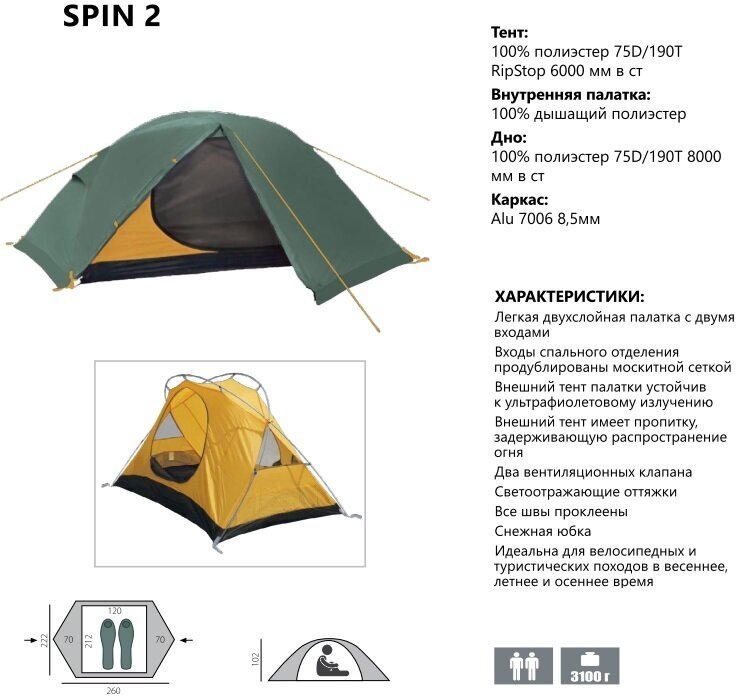 Палатка Spin 2 BTrace - фото №17
