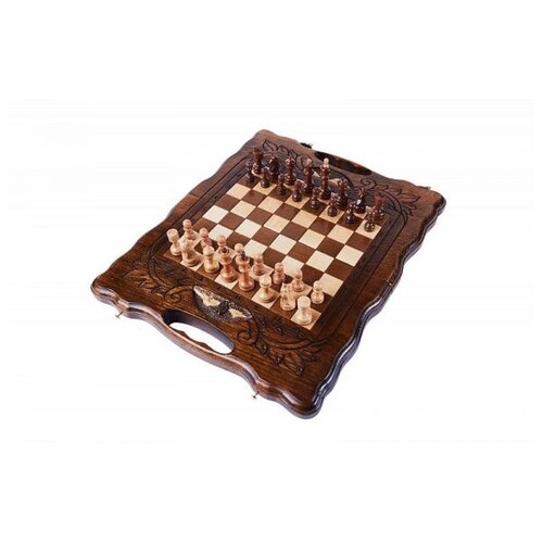 Haleyan Шахматы+шашки+нарды резные Арарат 30 с ручкой игровая доска в комплекте