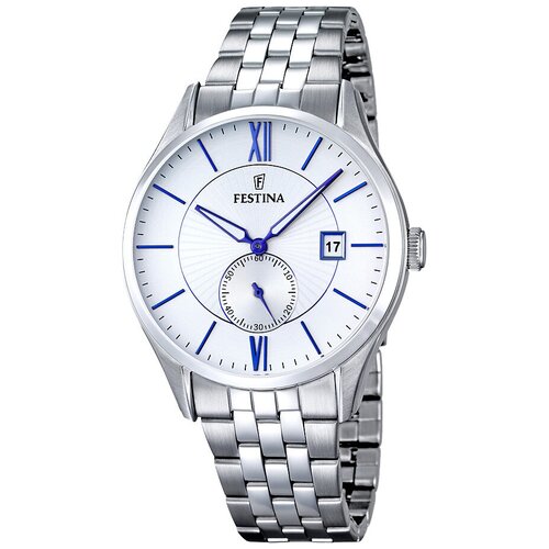 Наручные часы FESTINA Classic, серебряный мужские аналоговые кварцевые часы с большим циферблатом из нержавеющей стали