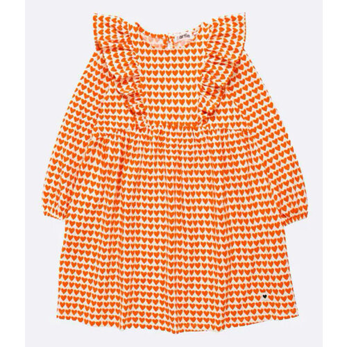 фото Платье artie, хлопок, трикотаж, размер 122, оранжевый, экрю