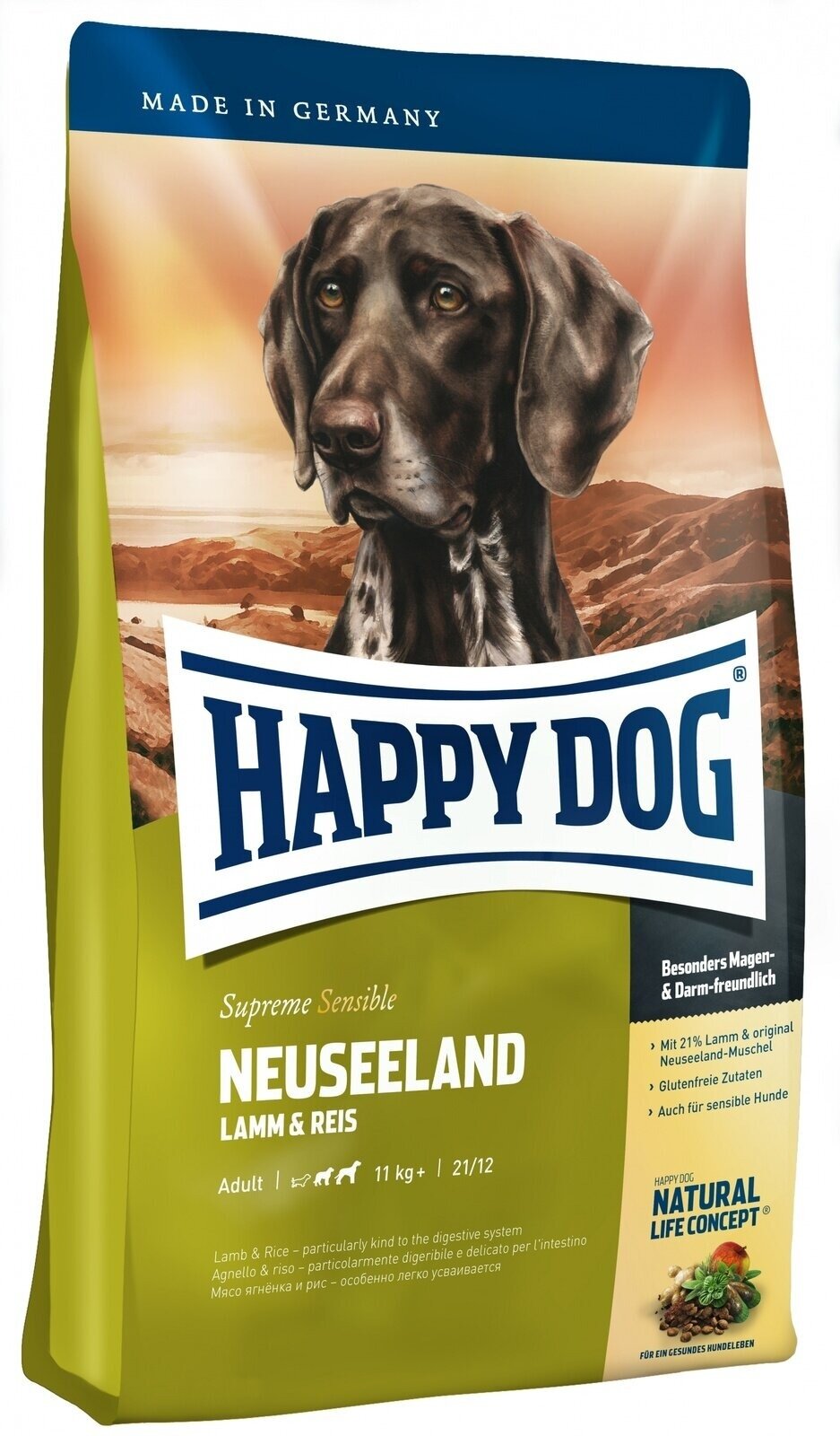 Сухой корм для собак Happy Dog Supreme Sensible Neuseeland при чувствительном пищеварении, ягненок 1 уп. х 1 шт. х 12.5 кг (для средних и крупных пород)