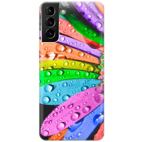 фото Силиконовый чехол на samsung galaxy s21+ / самсунг с21 плюс с принтом "разноцветные листья в каплях" gosso