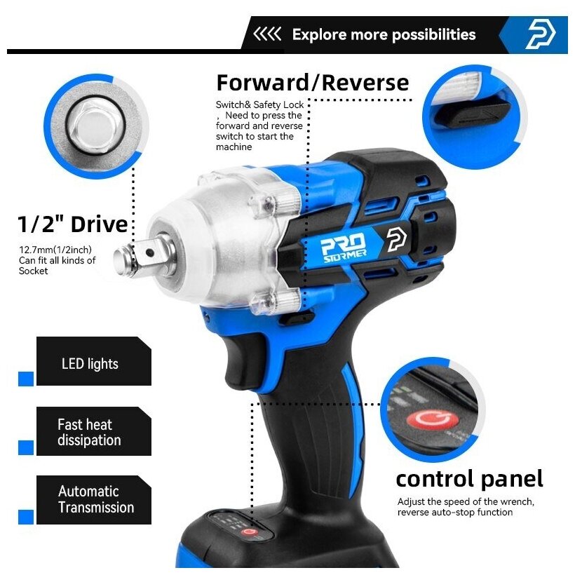 Гайковерт PROSTORMER 21В 4Ач (PTET002A) - фотография № 5