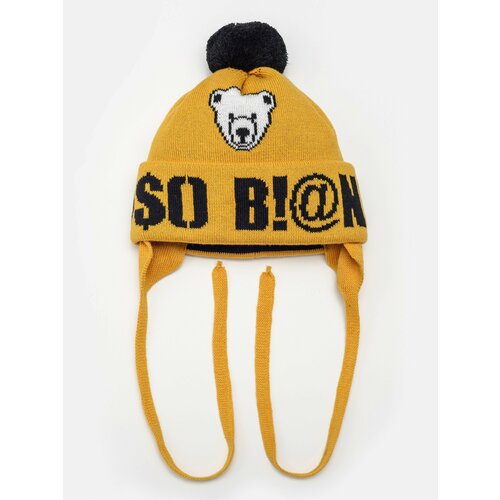 фото Шапка orso bianco, размер 48, горчичный, черный