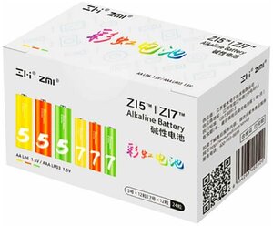 Батарейки алкалиновые ZMI Rainbow Z15AA/Z17AAA (12+12 шт.) (LR24), цветные
