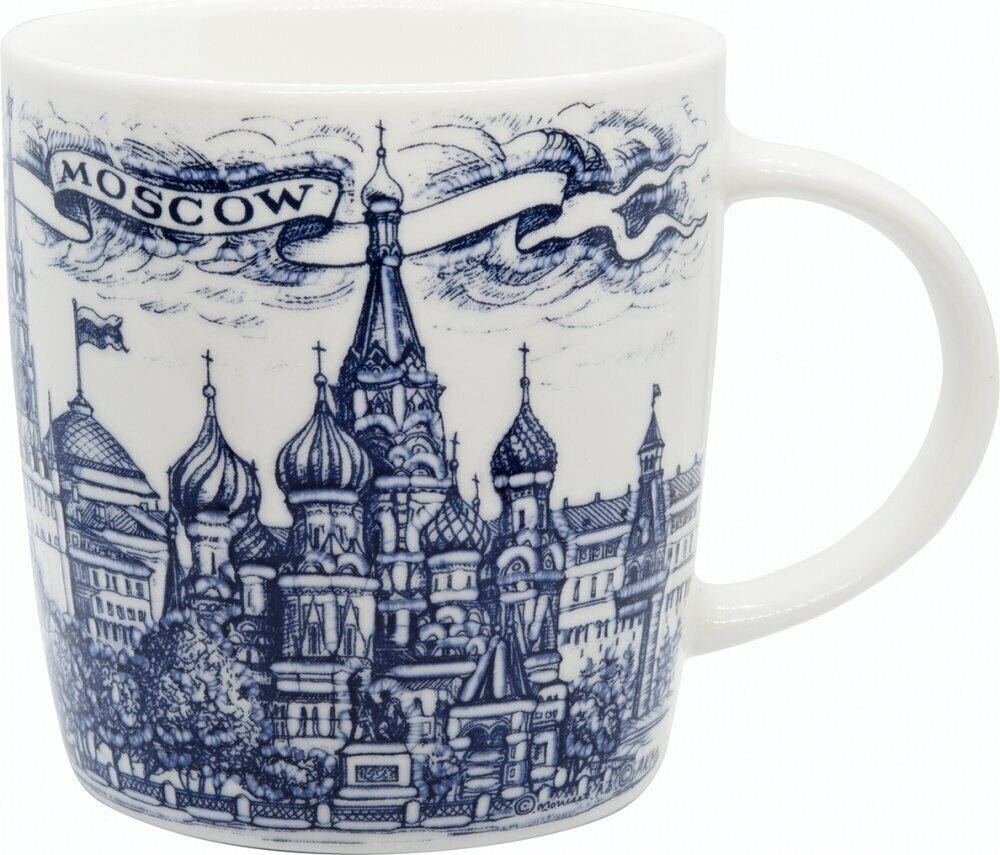 фото Кружка фарфоровая Москва синяя, 350мл