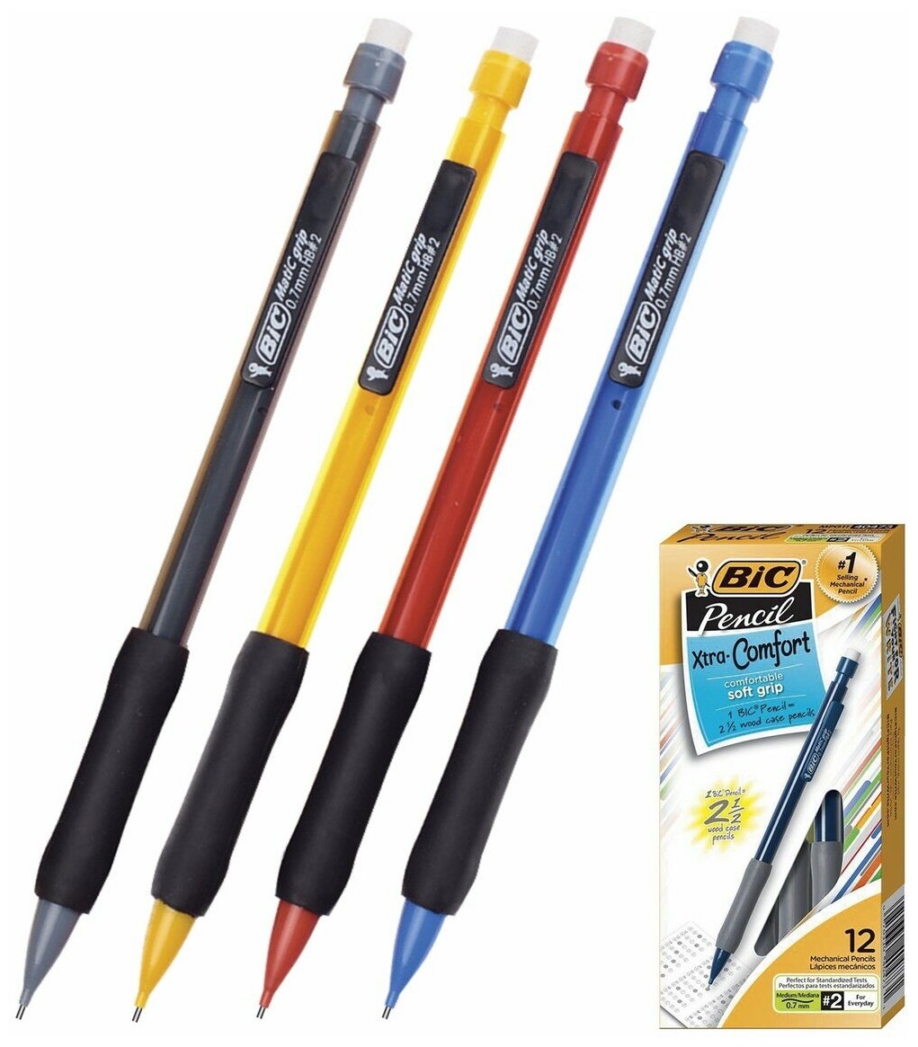 Карандаш механический BIC "Matic Grip" резиновый держатель ластик 07 мм (890284)